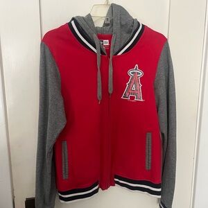 New Era Los Angeles Angels Varsity Hoodie Jacket Red Gray Zip Up.